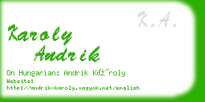 karoly andrik business card